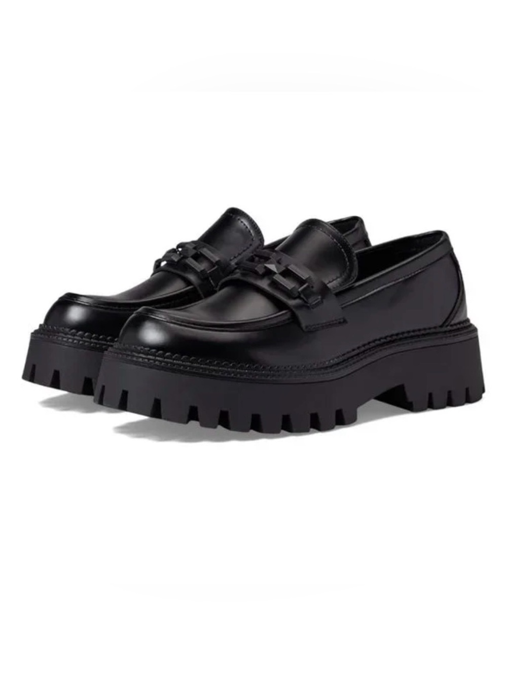 Steve Madden Black Platform Lug Sole Moccasin Loafers